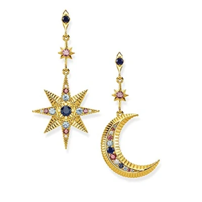 Image of Thomas Sabo Women Stud Earrings Star Moon 925 Sterling Silver H2025 959 7