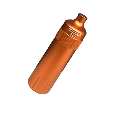 Image of Vogueing Tool Waterproof Pill Holder EDC Container Metal Survival Capsule for Camping Climbing Cycling Hiking (Pointed Head, Orange)