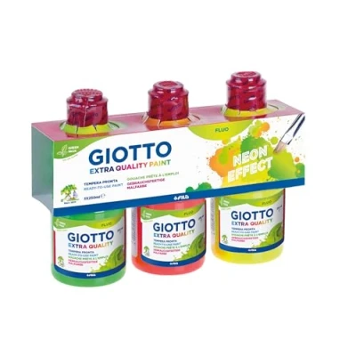Image of GIOTTO Extra Quality Glitter Paint, Ready To Use, 250ml x 3 Fluorescent Colours, Ideal for Children, Parties and Schools