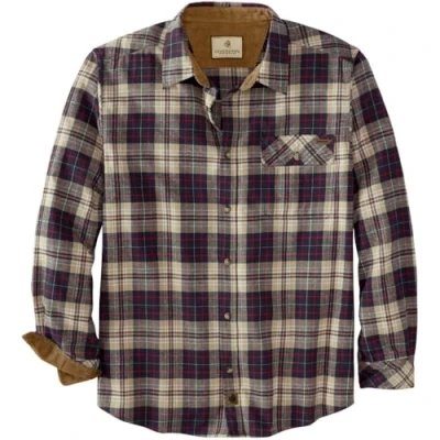 Image of Legendary Whitetails Men&#039;s Buck Camp Flannel, Long Sleeve Plaid Button Down Casual Shirt, Corduroy Cuffs, Tartan Stone Plaid, XXXXL