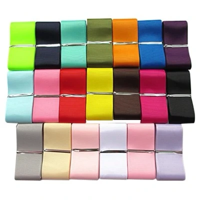 Image of Chenkou Craft Assorted of 20 Yards Grosgrain Ribbon Total Colors Mix Lots Bulk (2&quot;(50mm), Multi Colored)