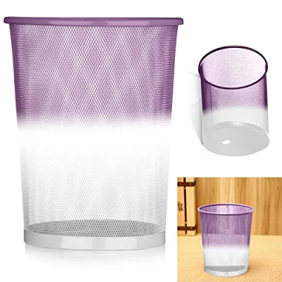 Image of ARA CHOICE Colourful Mesh Waste Bins Rubbish Paper Wastebasket Trash Can Dustbin for Home Office Durable and easy to use Recycling Bin Bedrooms Multi Colour. (Purple)