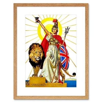Image of Wee Blue Coo Illustration British Lion Britannia Framed Wall Art Print