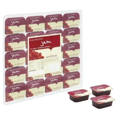 Image of Lichfields Raspberry Jam Individual Portions 20 x 20g Pack of 5