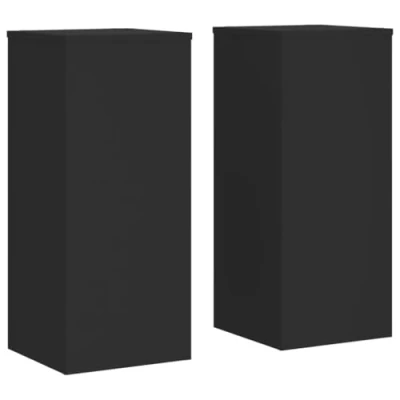 Image of vidaXL Plant Stands Black Engineered Wood 2 Piece Set Modern Flower Pot Holders 30x30x70 cm