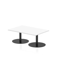 Image of Italia 1200 x 800mm Rectangular Coffee Table White Top 475mm High Black Leg