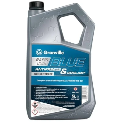 Image of Granville Rapid Cool Blue Antifreeze &amp; Coolant 5L Engine Long Protection Monoethylene Glycol Based BS: 6580:2010 Compliant Aluminium Safe Anti Freeze