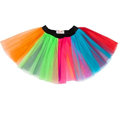Image of REDSTAR FANCY DRESS Ladies Neon Tutu Skirt 80s Party Outfit Hen Running Costume 1980s (8 12 UK, Rainbow)