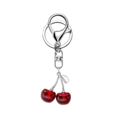 Image of MZRAN Keychain Keyrings For Women Girls, Cute and Sturdy Alloy Cherry Compact Ornament Delicate Pendant Charm Bag Decoration