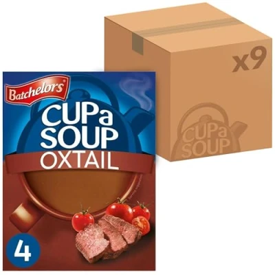 Image of Batchelors Cup a Soup Oxtail Instant Sachets, 78 g Box (Pack of 9 Boxes Each Contains 4 Sachets)