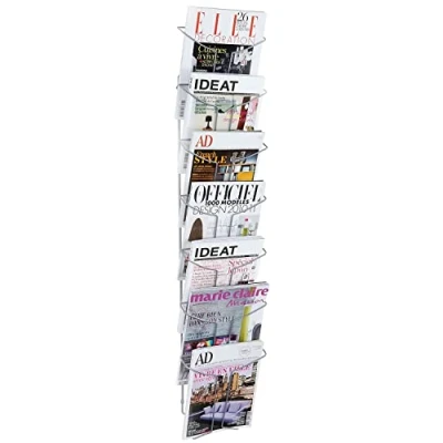 Image of Alba Wall Mounted Literature Display Unit 7 x A4 Compartments Silver Grey DDFIL7M