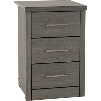 Image of Seconique Lisbon 3 Drawer Bedside in Black Wood Grain