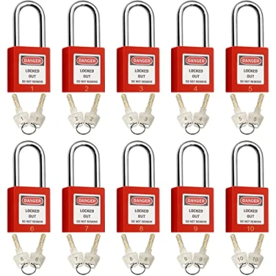 Image of Lockout Tagout Locks, Safety Padlock, Keyed Differently Loto Padlocks for Lock Out Tag Out,10 PCS with Number (Red 1 10)