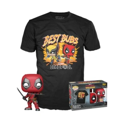 Image of Funko POP! &amp; Tee: Deadpool Wolverine XL T Shirt Clothes With Collectable Vinyl Figure Gift Idea Toys and Short Sleeve Top for Adults Unisex Official Merchandise Movies Fans