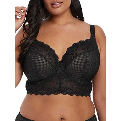 Image of Elomi Women&#039;s Charley Longline Underwire Bralette Plunge Bra, Opaque, Black, 40F