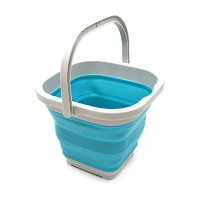 Image of SAMMART 5L Square Collapsible Plastic Bucket Foldable Tub Portable Fishing Water Pail Space Saving Outdoor Waterpot (Bright Blue)