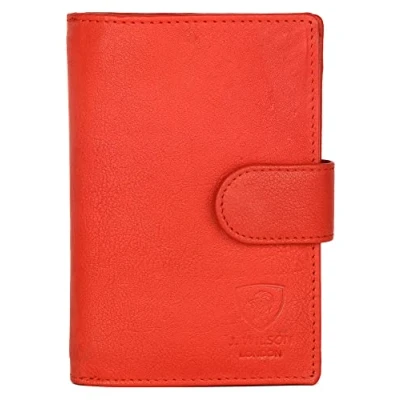Image of J. Wilson London Ladies RFID Safe Designer Leather Purse Card Women Wallet Zip Pocket Boxed (Orange)