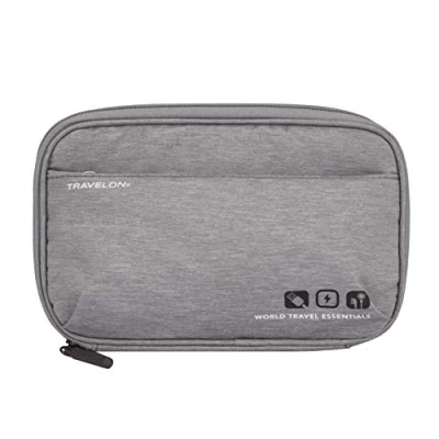 Image of Travelon World Travel Essentials Tech Organizer, Gray Heather, One Size