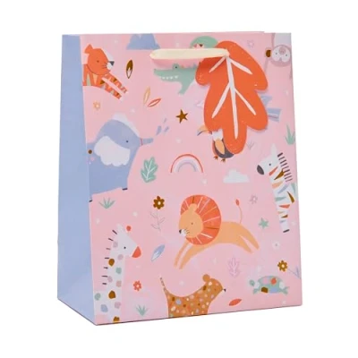 Image of UK Greetings Medium Gift Bag for Baby Girl/New Parents Cute Animals Design