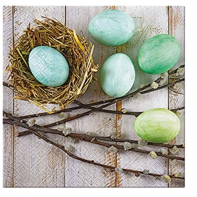 Image of PAW Easter 3 Ply Tissue Paper Napkins Decorative Serviettes for Decoupage 33cm x (Pack of 20) (Eggs Nest) (SDLE)
