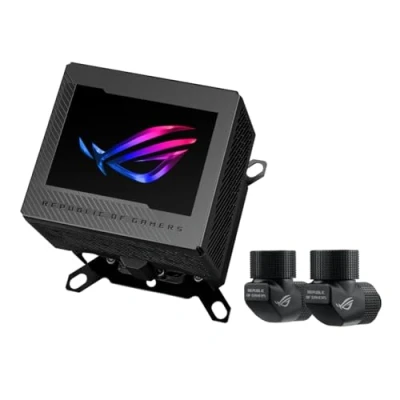 Image of Asus ROG Ryujin III WB CPU Water Block, Full Colour 3.5&quot; LCD Customisable Screen, Embedded VRM Fan, Black