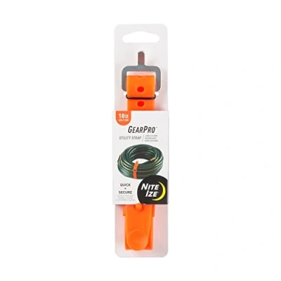 Image of Nite Ize USS18 31 R3 GearPro, Utility Secure Tarps, Hoses, Skis, Lumber, 70 lb. Load Limit, 18 inch, Black, Bright Orange, 18&quot; Strap
