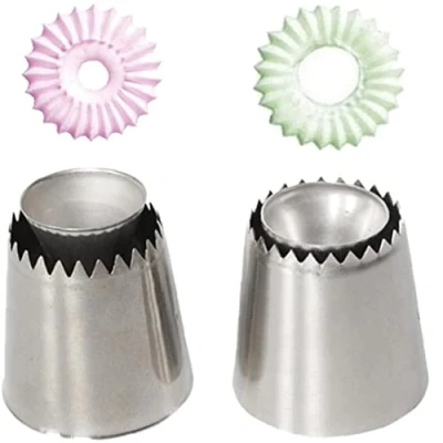 Image of 2pcs/Set Sultan Tube Icing Piping Nozzles Cookie Biscuit Russian Ice Cream Pastry Tips Cake Mold Decorating Tools