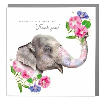 Image of Elephant Thank You Card with Grey Envelope by Lola Design