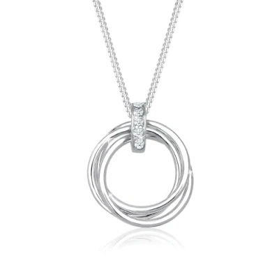 Image of Elli DIAMONDS Necklace Women Circle Trio Pendant with Diamond (0.025 ct.) in 925 Sterling Silver
