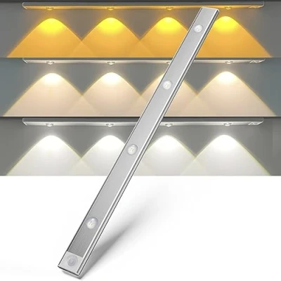 Image of Zivacate LED Under Cabinet Lights 60cm with Motion Sensor, USB Rechargeable, 3 Colour Temperature Settings, Stepless Dimming, Suitable for Cupboards, Wardrobe, and Hallway, Includes Magnetic Strips