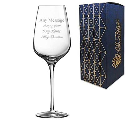 Image of Personalised Engraved Sublym 11 3/4oz Wine Glass with Gift Box Any Message Engraved!!
