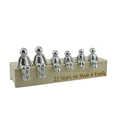 Image of 21st Anniversary Idea 21 Years We Made A Family Metal Ornament Choose Your Combination Box &amp; Woodgrain May Vary(4 Children)