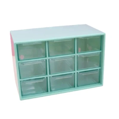Image of Craftelier Organizer with 9 Drawers for Organising Scrapbooking Materials and Crafts Turquoise Transparent Size 18 x 10 11.7 cm Drawer 5 3 8