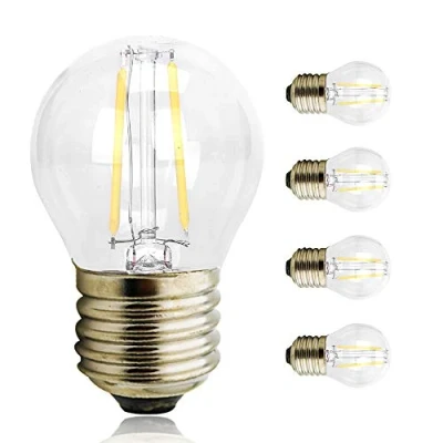 Image of Vintage Style Edison Screw LED Filament Bulbs 2W Antique Globe G45 Light 360 Beam Lamp E27 6000 6500K Cool White 25W Incandescent Replacement, 4 Pack