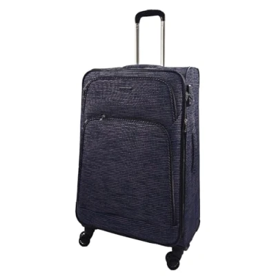 Image of Infinity Leather Unisex Lightweight Print 8 Wheel Luggage Travel Soft Suitcases Navy/Blue Size Large
