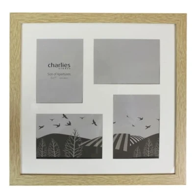 Image of Charlies Oak Effect 4 Aperture Picture Frame