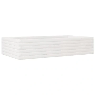 Image of vidaXL White Wooden Garden Planter Solid Pine, 110x60x23 cm Ideal for Flowers, Herbs, Vegetables Robust Outdoor Plant Box