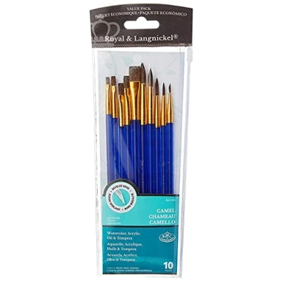 Image of Quality Brush Sets of 10 Artist Paint Brushes Oil Watercolour Sable &amp; Acrylic (SVP6 Pure Round Shaders)