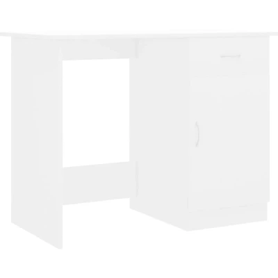 Image of vidaXL Modern Design Engineered Wood White Desk Storage Integrated Scandinavian Style Ideal for Office and Living Room