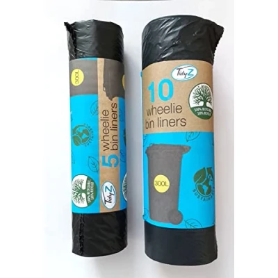 Image of Tidyz Black Wheelie Bin Liners 15 Pack 300L