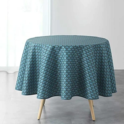 Image of douceur d&#039;Intérieur Artchic Tablecloth Round Blue (0) 180 cm
