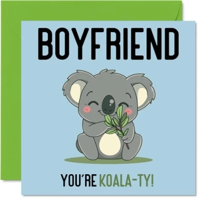 Image of Birthday Cards for Boyfriend Koala Ty Funny Happy Card from Girlfriend, Partner Gifts, 145mm x Joke Greeting Men Him