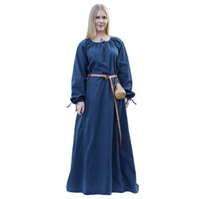 Image of Battle Merchant Ana Ladies Medieval Dress Viking LARP Costume Blue X Large