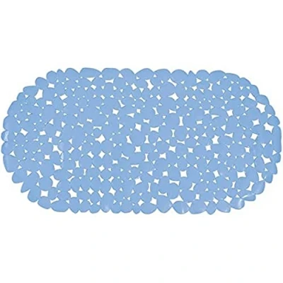 Image of MSV Bathtub mat Pebbles 39x99cm in light blue, Fabric, 39 x 99cm