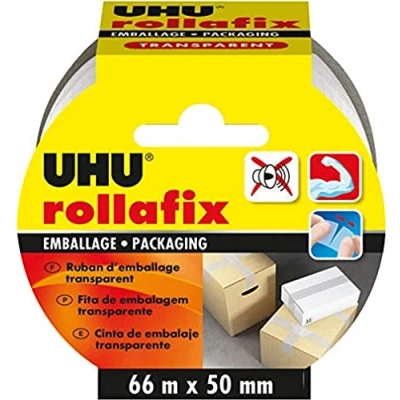 Image of UHU Rollafix Packaging Tape Transparent 66 m x 50 mm