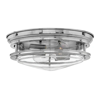 Image of Hinkley Hadrian 2 Light Flush Mount Chrome with Glass IP44