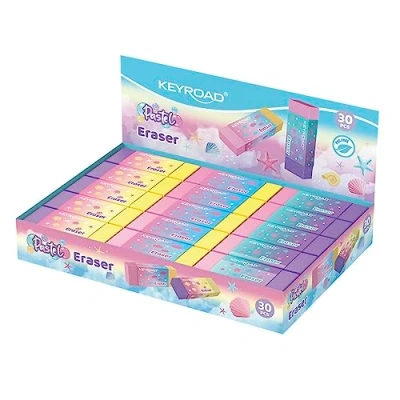 Image of KEYROAD Universal Erasers/Pack of 30 Pack / Eraser for Pencil and Coloured Pencil/Colour: Pastel Rainbow/Ideal School Office