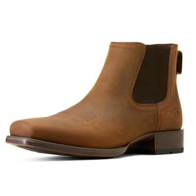 Image of ARIAT Booker Ultra Men&#039;s Leather Western Ankle Boot (Brown, UK 10)