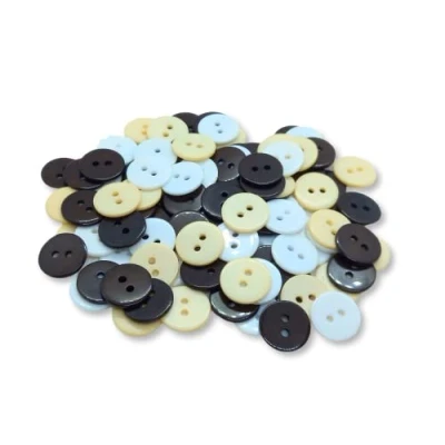 Image of (Pack of 100) 15mm Buttons 2 Hole Small Round Plastic Natural Mix (Brown, White and Beige)