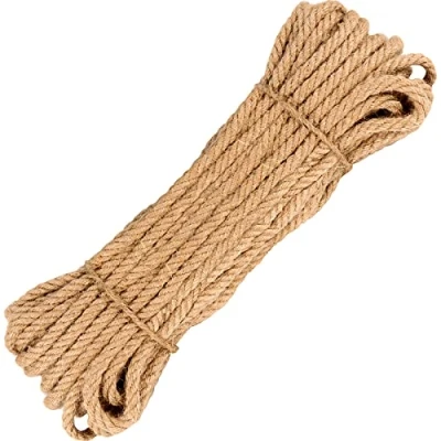 Image of MUKCHAP 50m x 8mm Jute Rope, 164 Feet Natural Twisted Hemp Rope Twine String for Crafts, Gardening, Bundling, DIY Scratcher